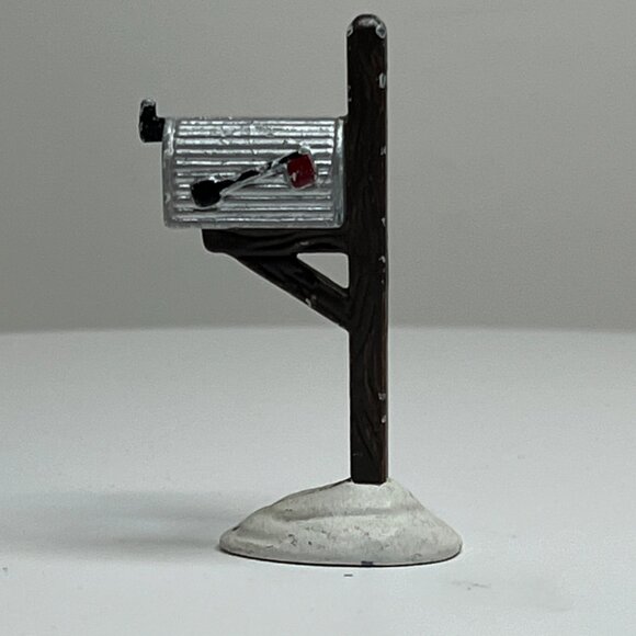 Dept 56 Silver Mail Box on Post, Snow Village Accessory from 1988 (no box) - Picture 3 of 6